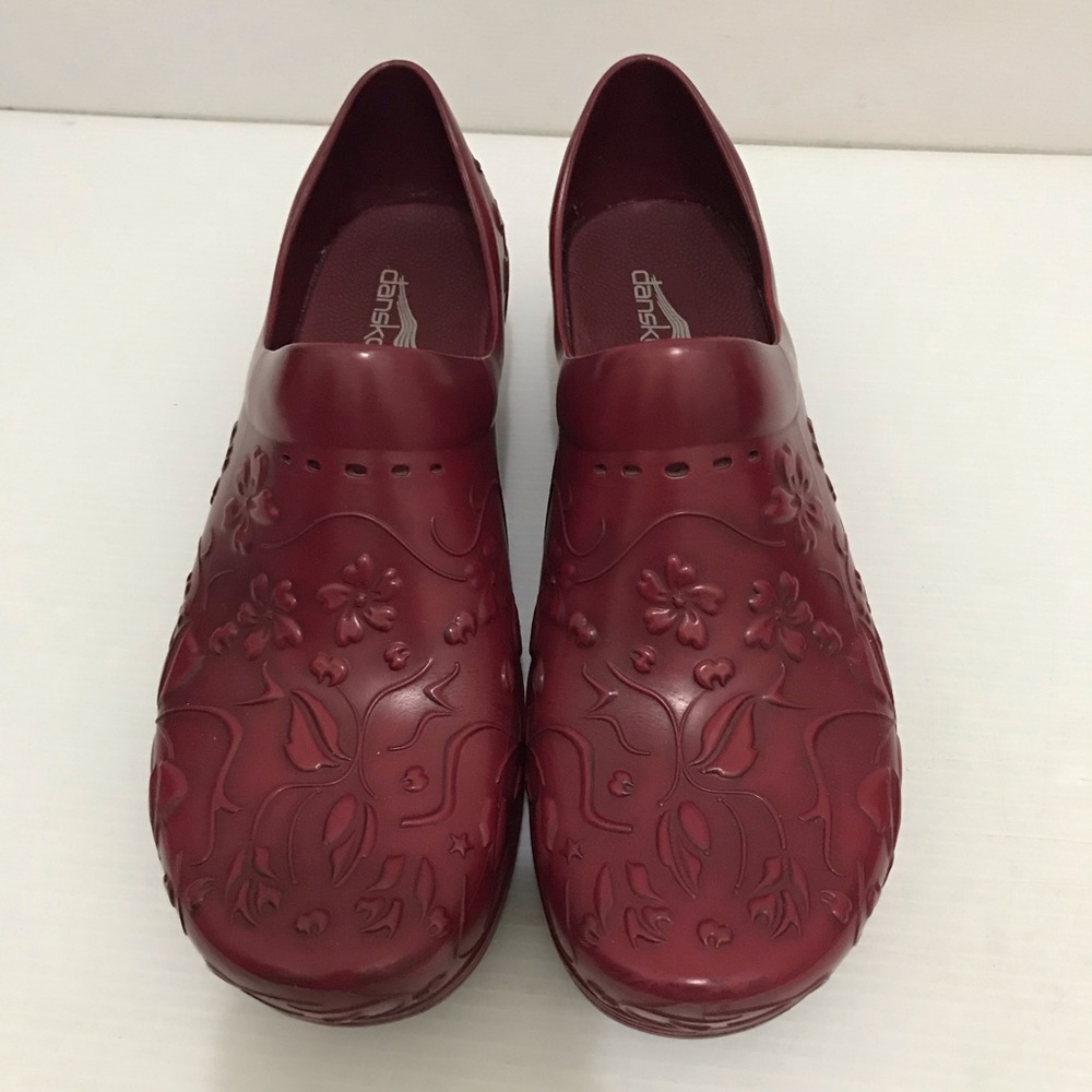 Dansko Pixie Rubber Embossed Clogs In Red Size 41 - image 2